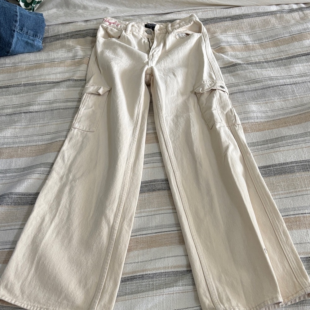 PLAYBOY Cream Wide Leg Jeans